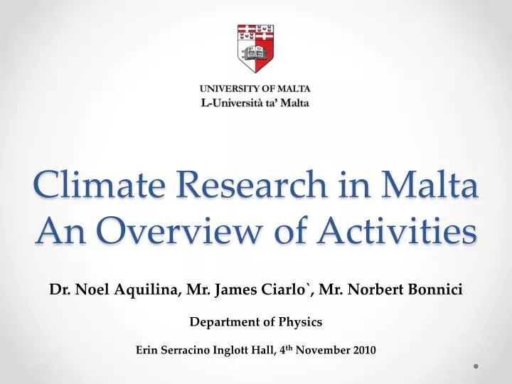 climate research in malta an overview of activities