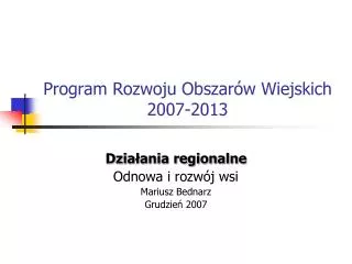 program rozwoju obszar w wiejskich 2007 2013