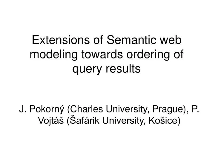 extensions of semantic web modeling towards ordering of query results