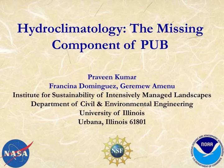 hydroclimatology the missing component of pub