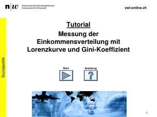 Tutorial Messung der Einkommensverteilung mit Lorenzkurve und Gini-Koeffizient