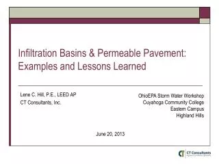 Infiltration Basins &amp; Permeable Pavement: Examples and Lessons Learned