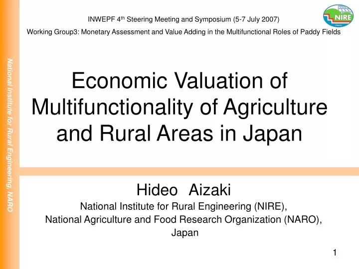 economic valuation of multifunctionality of agriculture and rural areas in japan