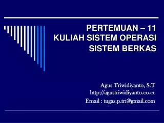 pertemuan 11 kuliah sistem operasi sistem berkas