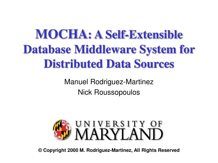 mocha a self extensible database middleware system for distributed data sources