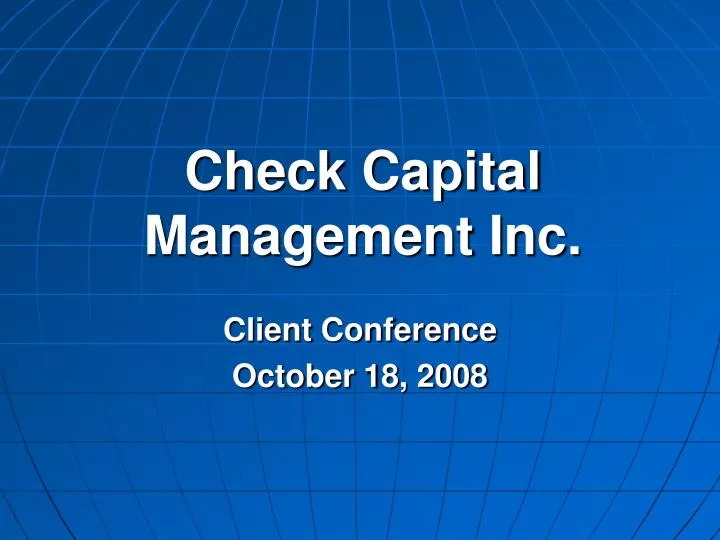 check capital management inc