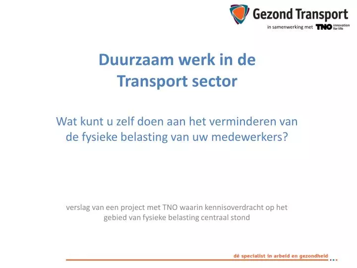 duurzaam werk in de transport sector