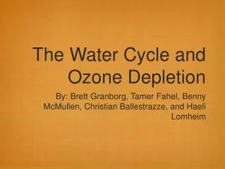 the water cycle and ozone depletion