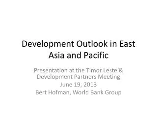 Development Outlook in East Asia and Pacific
