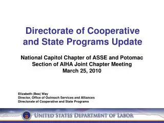 Directorate of Cooperative and State Programs Update
