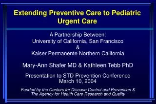 Extending Preventive Care to Pediatric Urgent Care