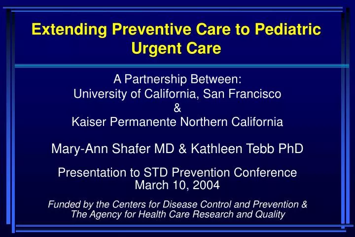 extending preventive care to pediatric urgent care