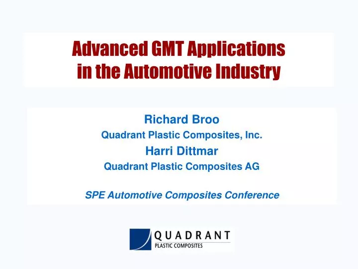 advanced gmt applications in the automotive industry