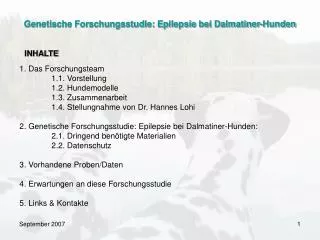 1. Das Forschungsteam 		1.1. Vorstellung 	1.2. Hundemodelle