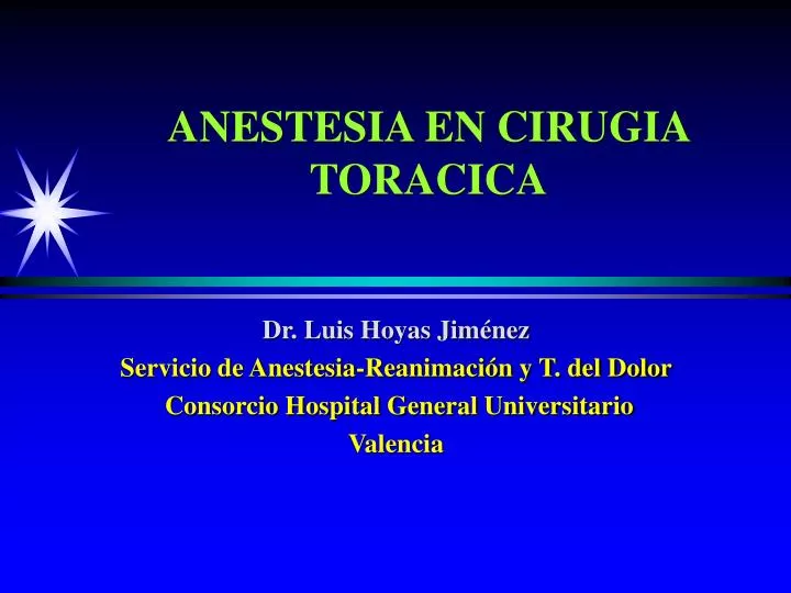 anestesia en cirugia toracica