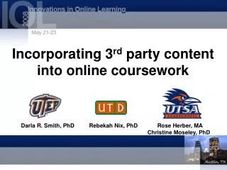 Incorporating 3 rd party content into online coursework