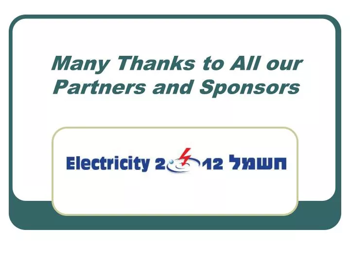 many thanks to all our partners and sponsors