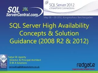 SQL Server High Availability Concepts &amp; Solution Guidance (2008 R2 &amp; 2012)