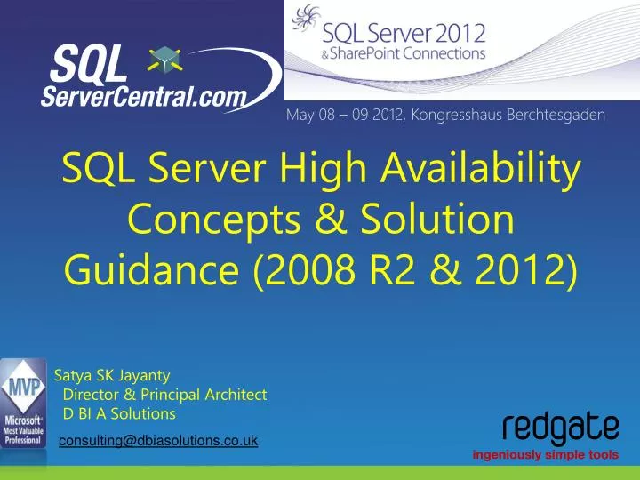 sql server high availability concepts solution guidance 2008 r2 2012