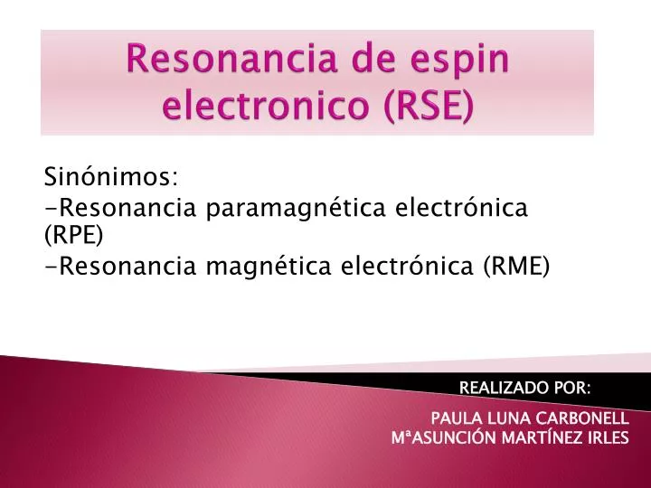 resonancia de espin electronico rse