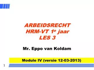 arbeidsrecht hrm vt 1 e jaar les 3