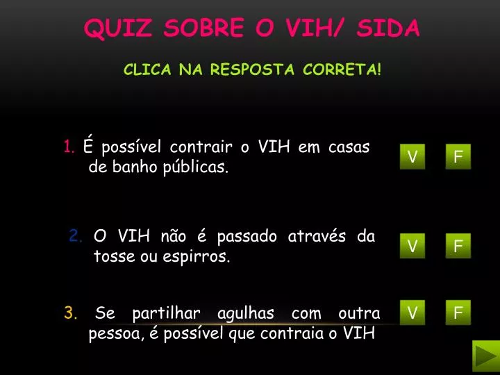 quiz sobre o vih sida clica na resposta correta