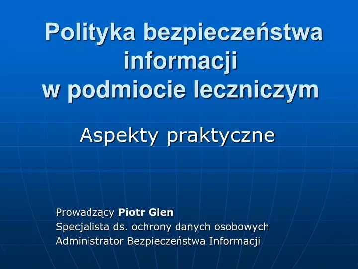 polityka bezpiecze stwa informacji w podmiocie leczniczym