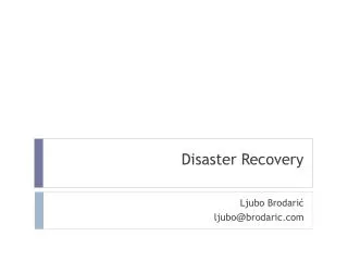 disaster recovery