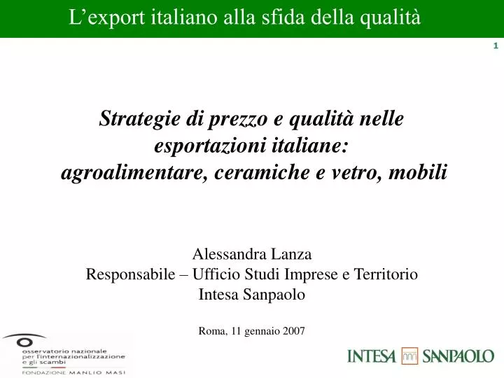strategie di prezzo e qualit nelle esportazioni italiane agroalimentare ceramiche e vetro mobili