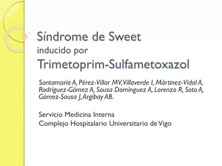 s ndrome de sweet inducido por trimetoprim sulfametoxazol