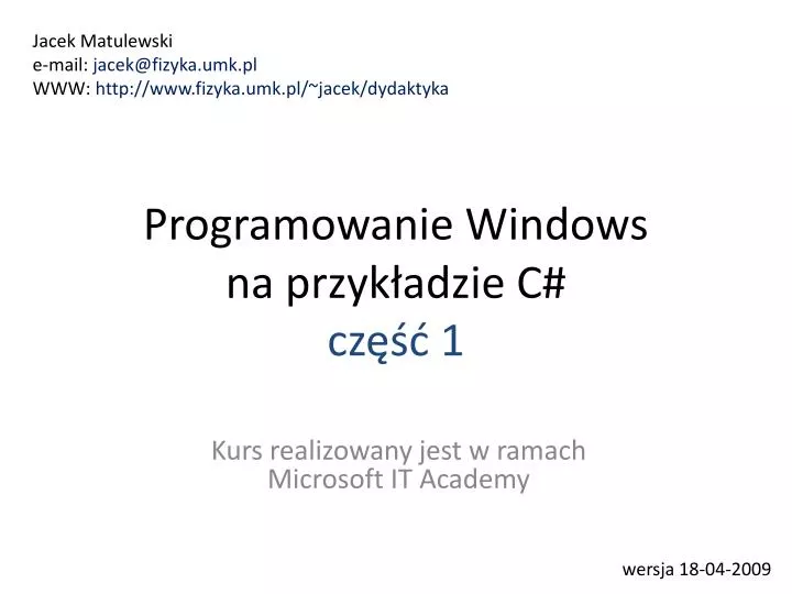 programowanie windows na przyk adzie c cz 1