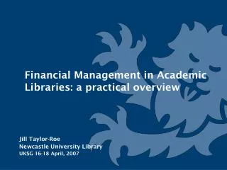 Financial Management in Academic Libraries: a practical overview