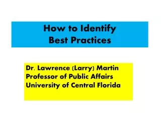 How to Identify Best Practices