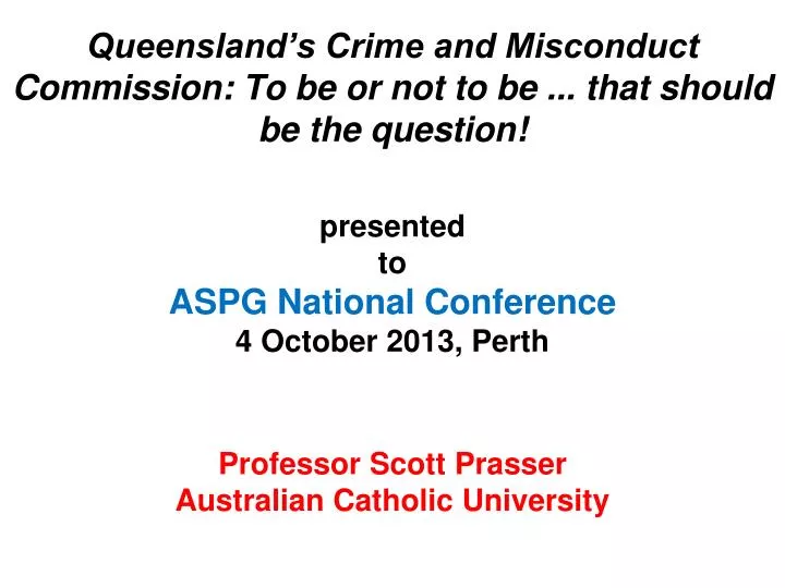 professor scott prasser australian catholic university