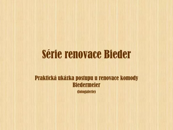 s rie renovace bieder