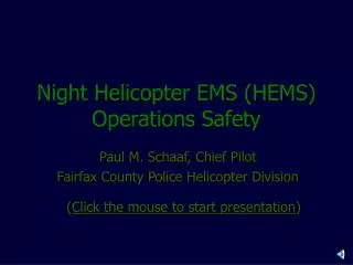 Night Helicopter EMS (HEMS) Operations Safety
