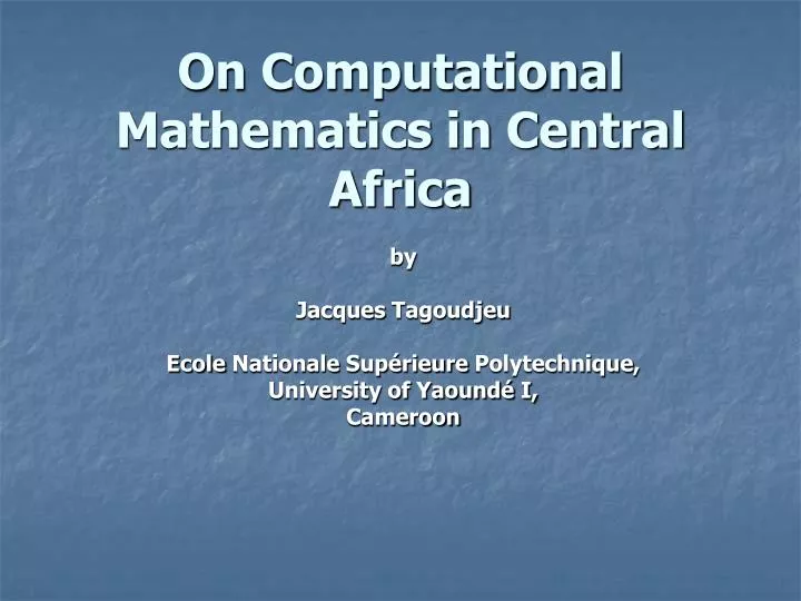 on computational mathematics in central africa