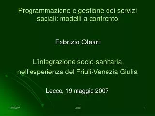 programmazione e gestione dei servizi sociali modelli a confronto