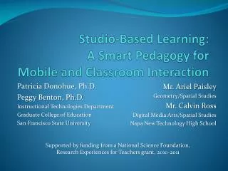 Studio-Based Learning: A Smart Pedagogy for Mobile and Classroom Interaction