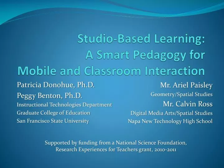 studio based learning a smart pedagogy for mobile and classroom interaction