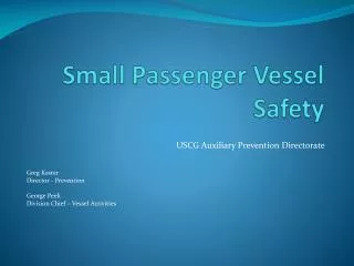 Small Passenger Vessel Safety