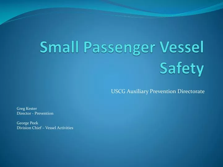small passenger vessel safety