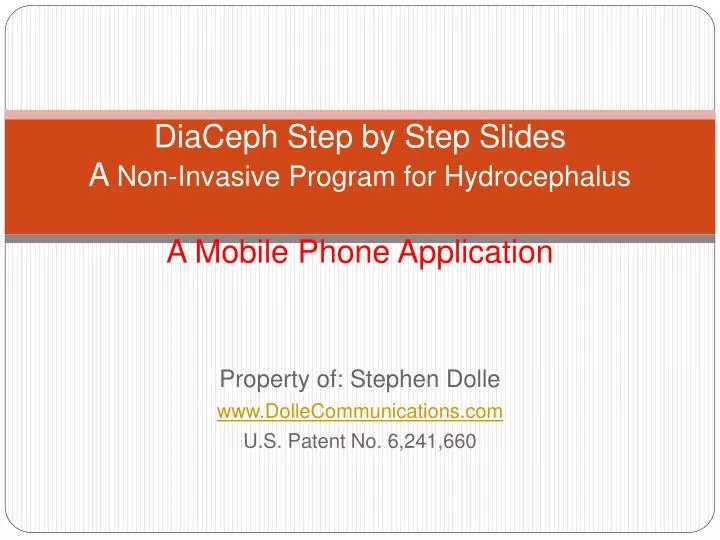 diaceph step by step slides a non invasive program for hydrocephalus a mobile phone application