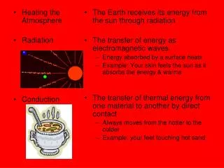 Heating the Atmosphere Radiation Conduction