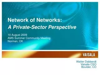 Network of Networks: A Private-Sector Perspective