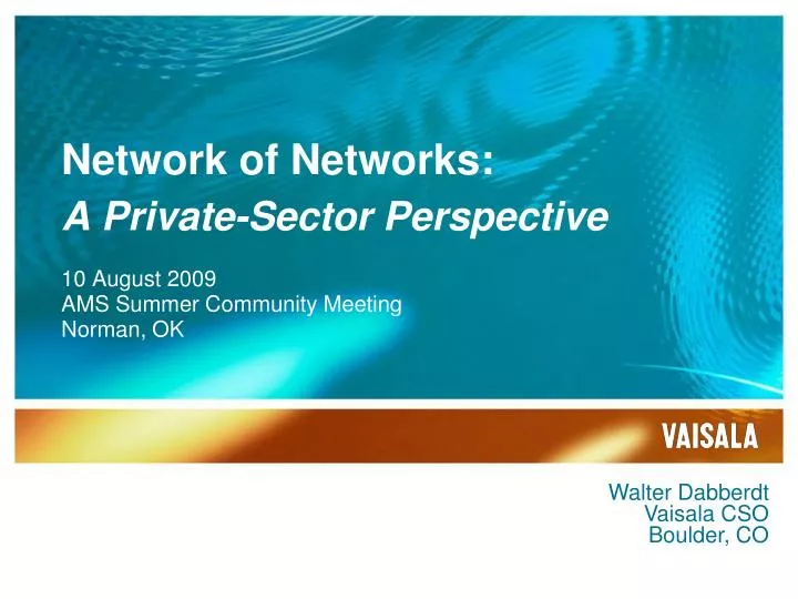 network of networks a private sector perspective