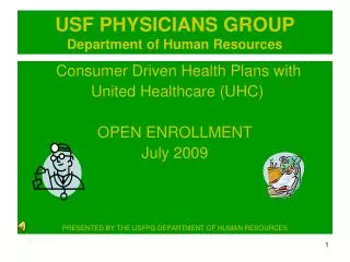 USF PHYSICIANS GROUP Department of Human Resources