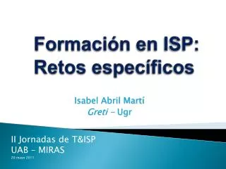 formaci n en isp retos espec ficos