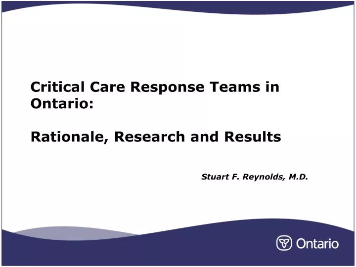 critical care response teams in ontario rationale research and results