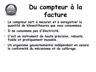 du compteur la facture
